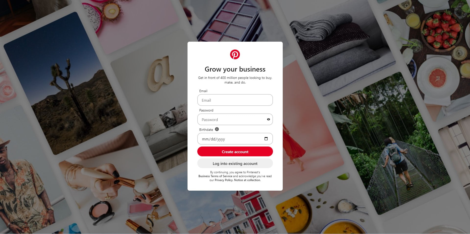 signup for pinterest business account