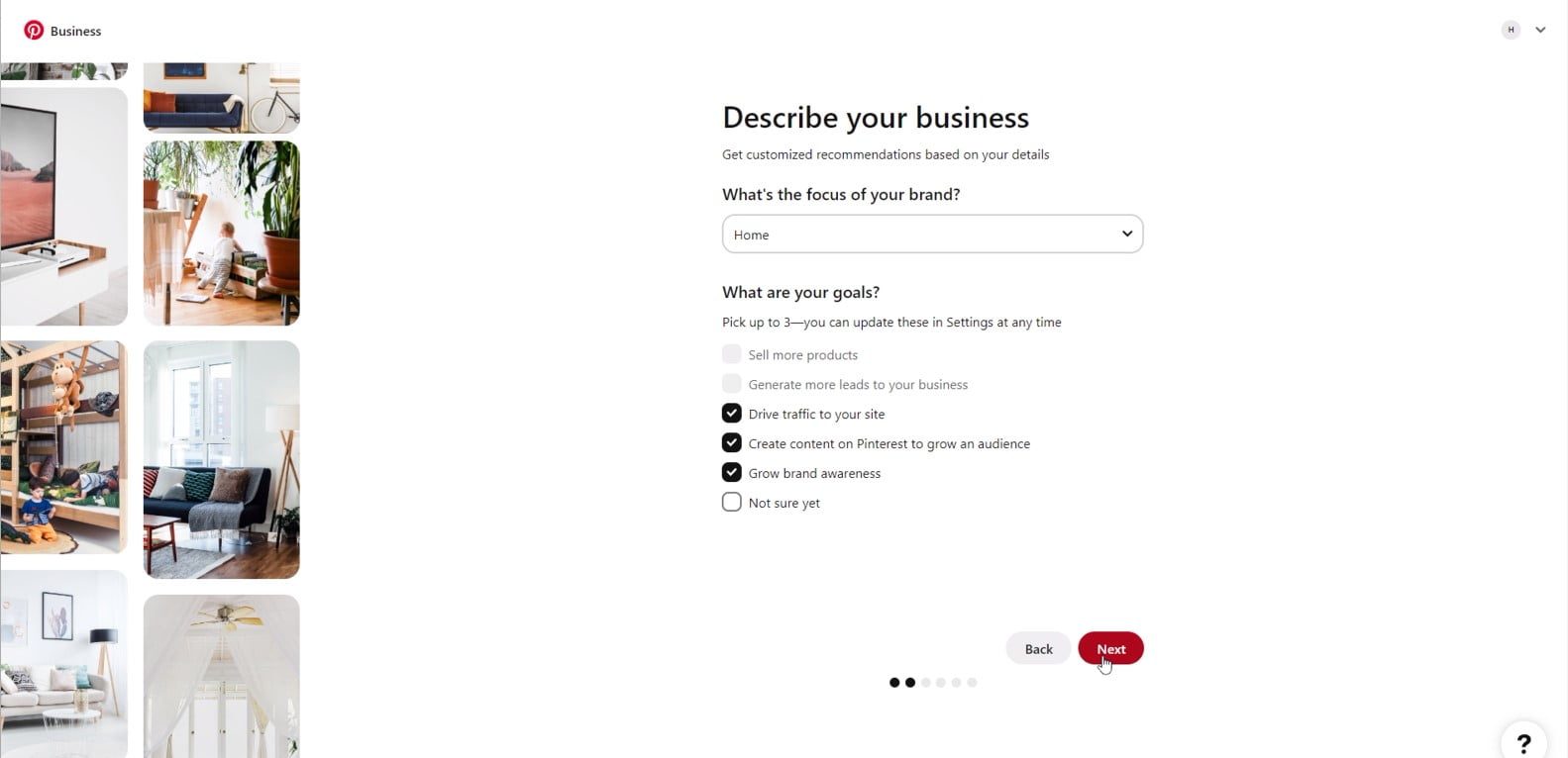 step3- describe your business on pinterest
